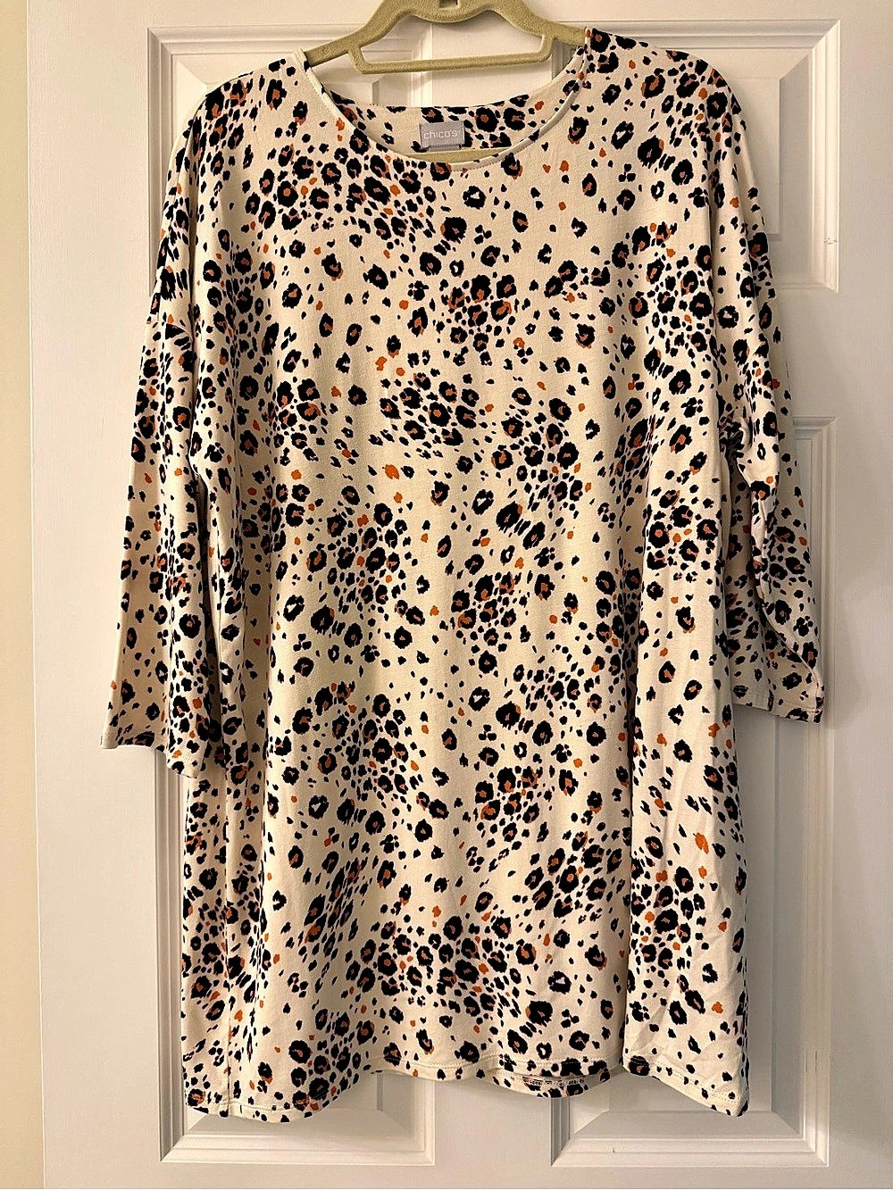 Chico's Animal Print Mini Dress in White & Brown